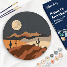 Carica l&#39;immagine nel visualizzatore di Gallery, Dipingere con i Numeri su Disco di Legno - Chiaro di luna nel deserto