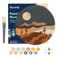 Carica l&#39;immagine nel visualizzatore di Gallery, Dipingere con i Numeri su Disco di Legno - Chiaro di luna nel deserto