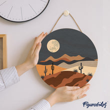 Carica l&#39;immagine nel visualizzatore di Gallery, Dipingere con i Numeri su Disco di Legno - Chiaro di luna nel deserto