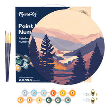 Carica l&#39;immagine nel visualizzatore di Gallery, Dipingere con i Numeri su Disco di Legno - Valle autunnale