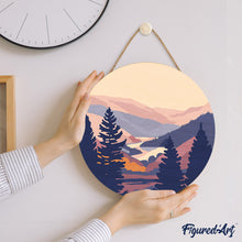 Carica l&#39;immagine nel visualizzatore di Gallery, Dipingere con i Numeri su Disco di Legno - Valle autunnale
