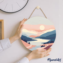 Carica l&#39;immagine nel visualizzatore di Gallery, Dipingere con i Numeri su Disco di Legno - Alba pastello
