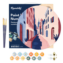 Carica l&#39;immagine nel visualizzatore di Gallery, Dipingere con i Numeri su Disco di Legno - Via di paese