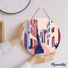Carica l&#39;immagine nel visualizzatore di Gallery, Dipingere con i Numeri su Disco di Legno - Via di paese