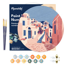 Carica l&#39;immagine nel visualizzatore di Gallery, Dipingere con i Numeri su Disco di Legno - Santorini