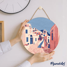 Carica l&#39;immagine nel visualizzatore di Gallery, Dipingere con i Numeri su Disco di Legno - Santorini