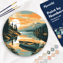 Carica l&#39;immagine nel visualizzatore di Gallery, Dipingere con i Numeri su Disco di Legno - Canoa en lago de montaña
