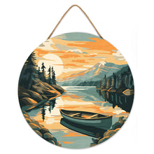 Carica l&#39;immagine nel visualizzatore di Gallery, Dipingere con i Numeri su Disco di Legno - Canoa en lago de montaña