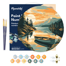 Carica l&#39;immagine nel visualizzatore di Gallery, Dipingere con i Numeri su Disco di Legno - Canoa en lago de montaña