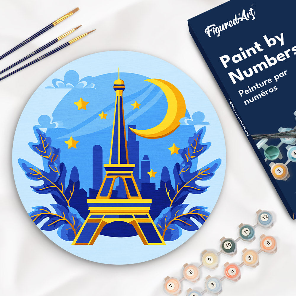 Dipingere con i Numeri su Disco di Legno - Torre Eiffel