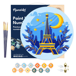 Dipingere con i Numeri su Disco di Legno - Torre Eiffel