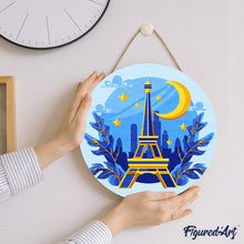 Carica l&#39;immagine nel visualizzatore di Gallery, Dipingere con i Numeri su Disco di Legno - Torre Eiffel