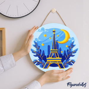 Dipingere con i Numeri su Disco di Legno - Torre Eiffel