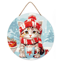 Carica l&#39;immagine nel visualizzatore di Gallery, Dipingere con i Numeri su Disco di Legno - Micetto a Natale