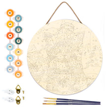 Carica l&#39;immagine nel visualizzatore di Gallery, Dipingere con i Numeri su Disco di Legno - Micetto a Natale