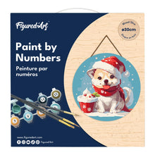 Carica l&#39;immagine nel visualizzatore di Gallery, Dipingere con i Numeri su Disco di Legno - Cucciolo di Natale
