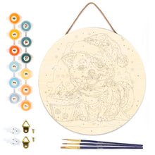 Carica l&#39;immagine nel visualizzatore di Gallery, Dipingere con i Numeri su Disco di Legno - Cucciolo di Natale
