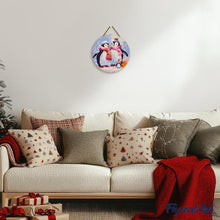 Carica l&#39;immagine nel visualizzatore di Gallery, Dipingere con i Numeri su Disco di Legno - Famiglia di Pinguini nella Neve