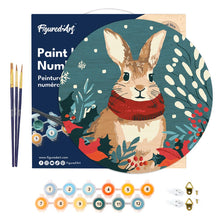 Carica l&#39;immagine nel visualizzatore di Gallery, Dipingere con i Numeri su Disco di Legno - Coniglietto di Natale