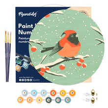 Carica l&#39;immagine nel visualizzatore di Gallery, Dipingere con i Numeri su Disco di Legno - Cardinale invernale