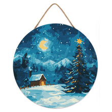 Carica l&#39;immagine nel visualizzatore di Gallery, Dipingere con i Numeri su Disco di Legno - Notte stellata di Natale