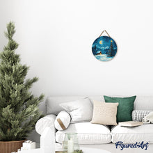 Carica l&#39;immagine nel visualizzatore di Gallery, Dipingere con i Numeri su Disco di Legno - Notte stellata di Natale