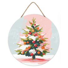 Carica l&#39;immagine nel visualizzatore di Gallery, Dipingere con i Numeri su Disco di Legno - Albero di Natale innevato
