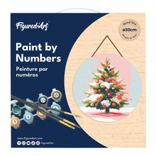 Carica l&#39;immagine nel visualizzatore di Gallery, Dipingere con i Numeri su Disco di Legno - Albero di Natale innevato