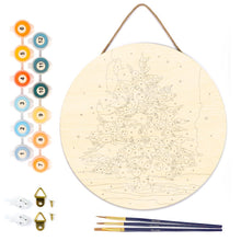 Carica l&#39;immagine nel visualizzatore di Gallery, Dipingere con i Numeri su Disco di Legno - Albero di Natale innevato