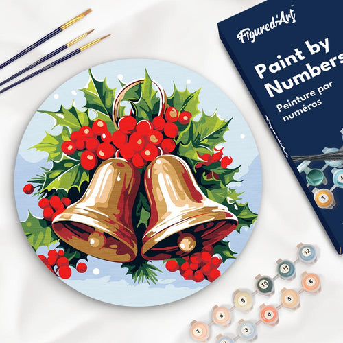 Dipingere con i Numeri su Disco di Legno - Campane di Natale