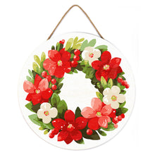 Carica l&#39;immagine nel visualizzatore di Gallery, Dipingere con i Numeri su Disco di Legno - Ghirlanda natalizia floreale