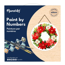 Carica l&#39;immagine nel visualizzatore di Gallery, Dipingere con i Numeri su Disco di Legno - Ghirlanda natalizia floreale