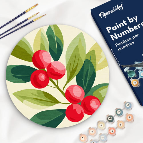 Dipingere con i Numeri su Disco di Legno - Mirtilli rossi