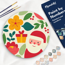Carica l&#39;immagine nel visualizzatore di Gallery, Dipingere con i Numeri su Disco di Legno - Babbo Natale e fiori