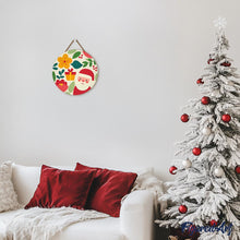 Carica l&#39;immagine nel visualizzatore di Gallery, Dipingere con i Numeri su Disco di Legno - Babbo Natale e fiori