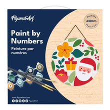 Carica l&#39;immagine nel visualizzatore di Gallery, Dipingere con i Numeri su Disco di Legno - Babbo Natale e fiori
