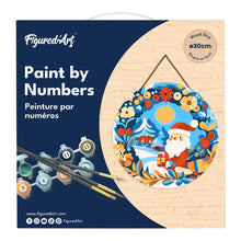 Carica l&#39;immagine nel visualizzatore di Gallery, Dipingere con i Numeri su Disco di Legno - Ghirlanda e Babbo Natale