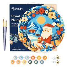 Carica l&#39;immagine nel visualizzatore di Gallery, Dipingere con i Numeri su Disco di Legno - Ghirlanda e Babbo Natale