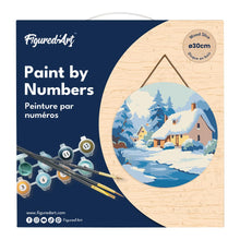 Carica l&#39;immagine nel visualizzatore di Gallery, Dipingere con i Numeri su Disco di Legno - Casetta invernale