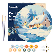 Carica l&#39;immagine nel visualizzatore di Gallery, Dipingere con i Numeri su Disco di Legno - Casetta invernale