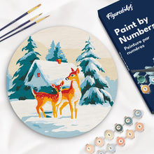 Carica l&#39;immagine nel visualizzatore di Gallery, Dipingere con i Numeri su Disco di Legno - Cervo e baita
