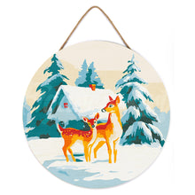 Carica l&#39;immagine nel visualizzatore di Gallery, Dipingere con i Numeri su Disco di Legno - Cervo e baita