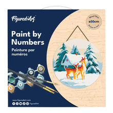 Carica l&#39;immagine nel visualizzatore di Gallery, Dipingere con i Numeri su Disco di Legno - Cervo e baita