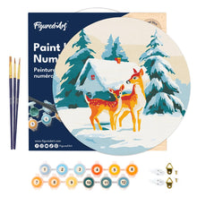 Carica l&#39;immagine nel visualizzatore di Gallery, Dipingere con i Numeri su Disco di Legno - Cervo e baita