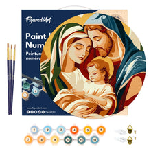 Carica l&#39;immagine nel visualizzatore di Gallery, Dipingere con i Numeri su Disco di Legno - Sacra Famiglia