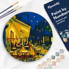 Carica l'immagine nel visualizzatore di Gallery, Dipingere con i numeri - Dipingere con i Numeri su Disco di Legno - Van Gogh Terrazza Del Caffé Di Notte Figured'Art