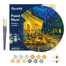 Carica l'immagine nel visualizzatore di Gallery, Dipingere con i numeri - Dipingere con i Numeri su Disco di Legno - Van Gogh Terrazza Del Caffé Di Notte