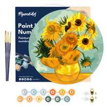 Carica l'immagine nel visualizzatore di Gallery, Dipingere con i numeri - Dipingere con i Numeri su Disco di Legno - Van Gogh - Girasoli