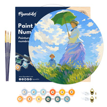 Carica l'immagine nel visualizzatore di Gallery, Dipingere con i numeri - Dipingere con i Numeri su Disco di Legno - La passeggiata - Monet