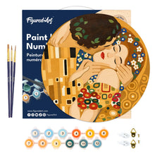 Carica l'immagine nel visualizzatore di Gallery, Dipingere con i numeri - Dipingere con i Numeri su Disco di Legno - Il bacio - Klimt